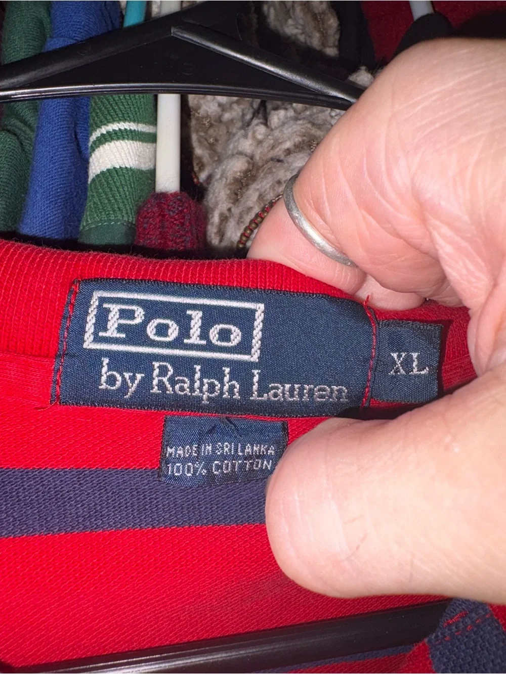 Ralph Lauren Red and Navy Horizontal Stripe Polo